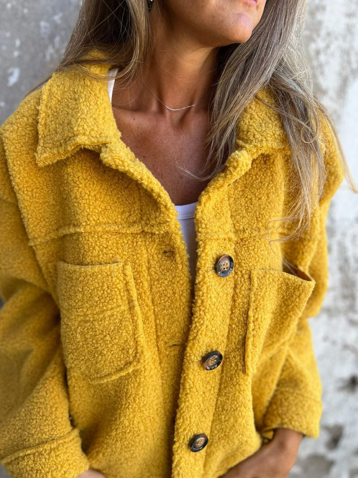 Veste en Tissu Sherpa avec Clo à Revers - Molinse