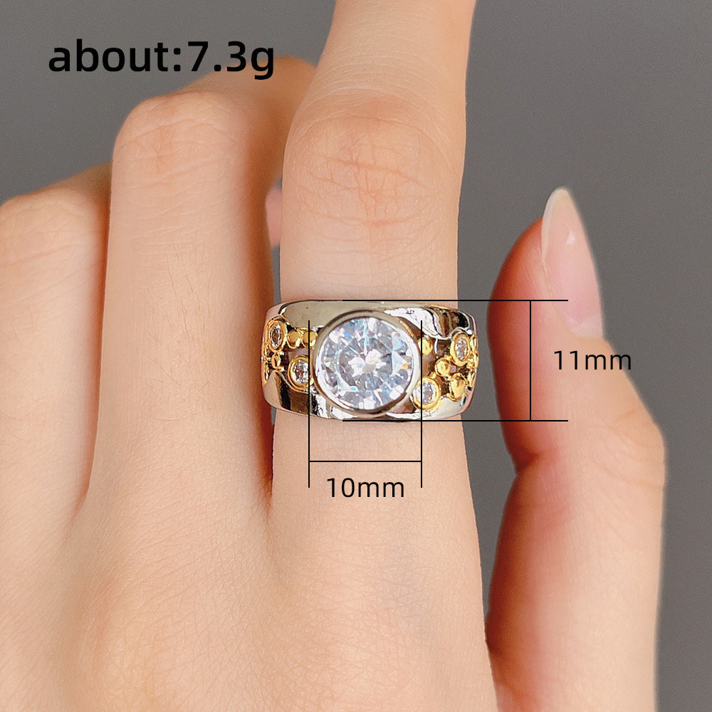 Bague rétro étincelante en zircone cubique - Molinse