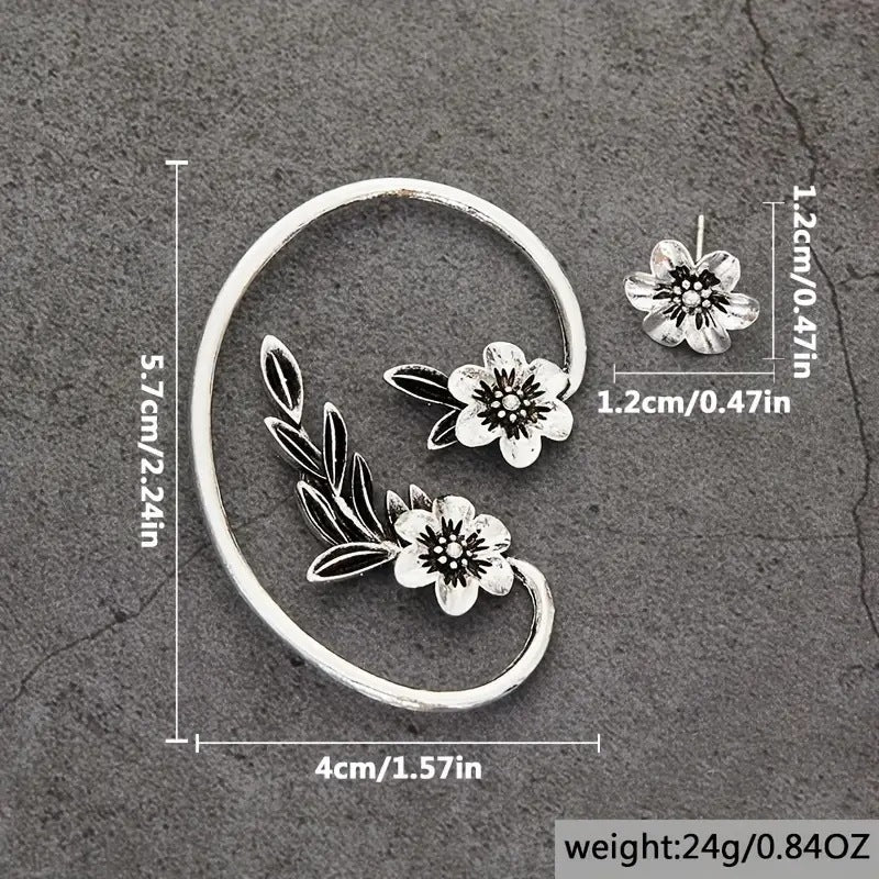 Boucles d'oreilles florales asymétriques vintage - Molinse