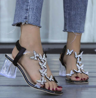 Sandales Élégantes à Talons Cristal et Fleurs Délicates - Molinse