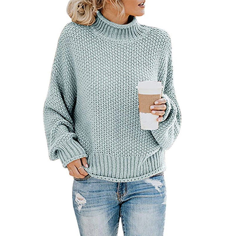 Pull-over à col roulé en cardigan à fil épais