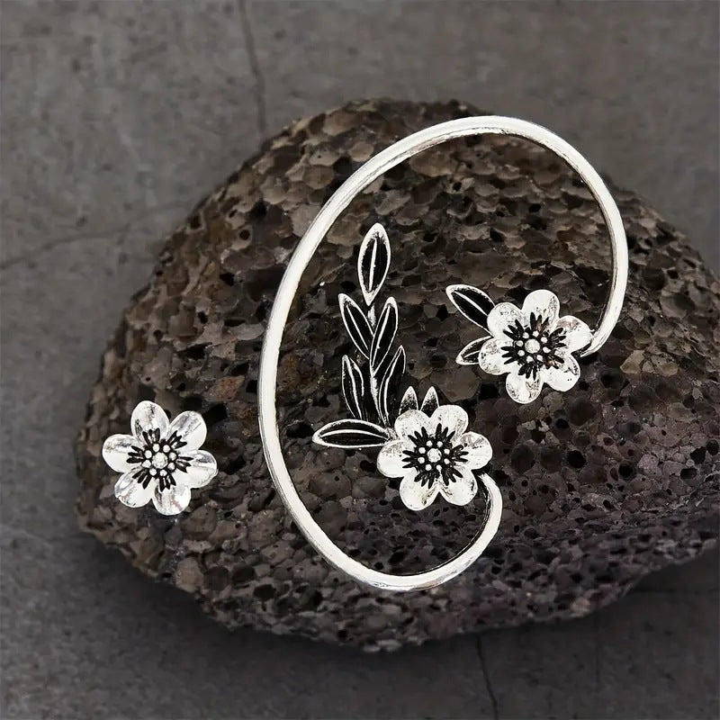 Boucles d'oreilles florales asymétriques vintage - Molinse