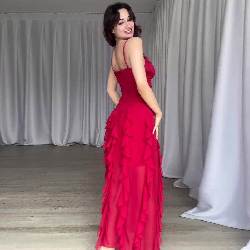 Robe Élégante à Volants – Style Glamour d'Été
