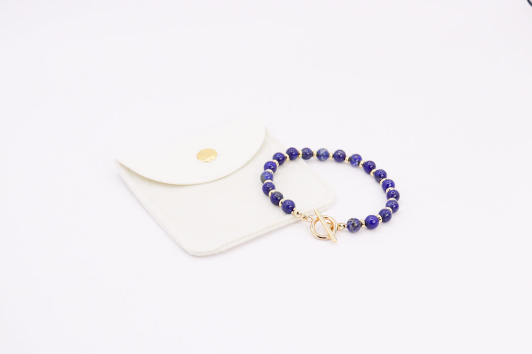 CIRCÉ | Bracelet en Lapis-Lazuli et acier inoxydable plaqué Or 18 carats